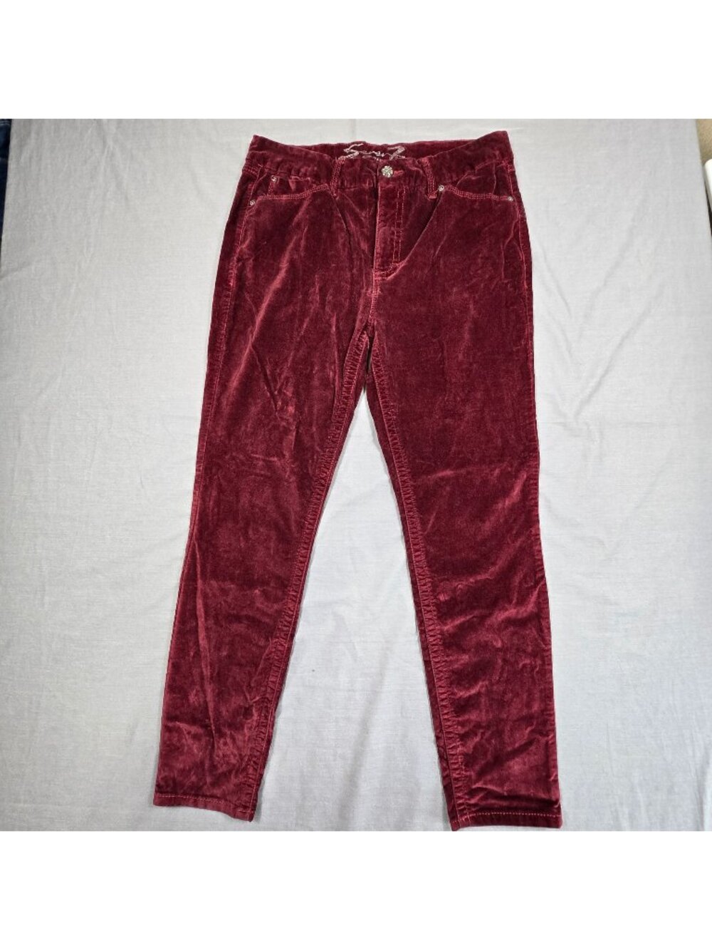 Seven 7 Womens High Rise Skinny Pants Size 16 Burgundy Red Velvet Tummyless